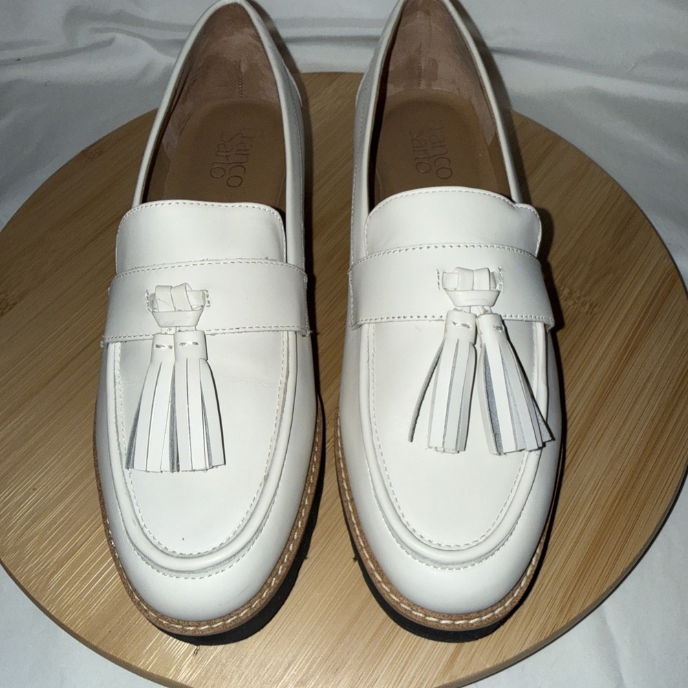 Franco sarto Carolyn White Tassel loafer slip on chunky 7.5 M Business Women - Picture 2 of 8